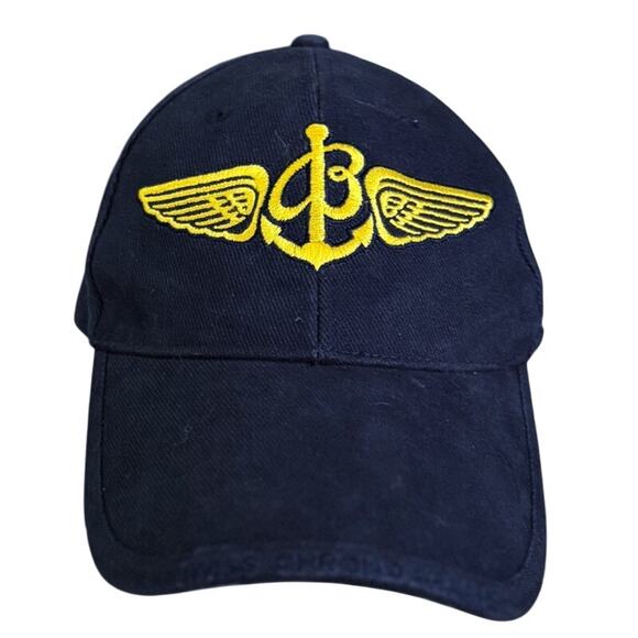 VTG Breitling Swiss Chronographs Embroidered  Adjustable Hat Cap Navy Gold - Picture 1 of 7